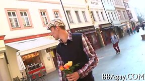 Licking a man-sized homosexual one-eyed monster