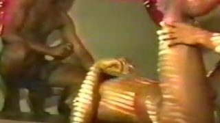 Retro black hardcore threesome