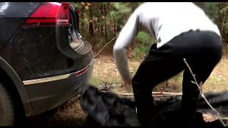 Masked man fucks a stuck guy / russian horror in the forest / horrorporn